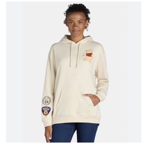 Disney Winnie The Pooh Patch Authentic Hoodie Almond Color Sz XL Viral - Picture 1 of 6